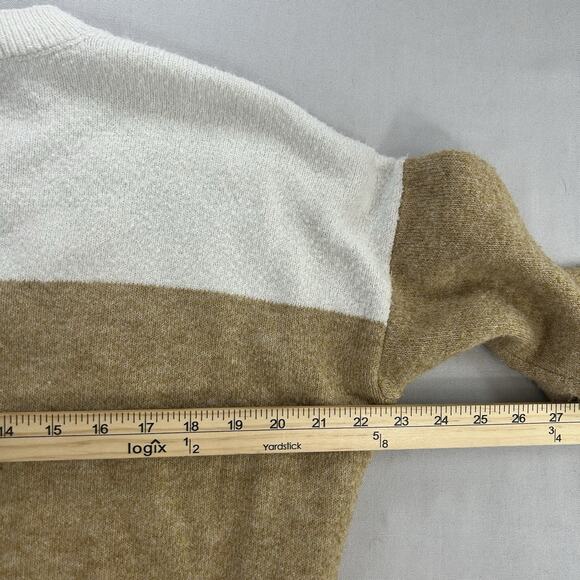 Vince Camuto Sweater Women's Small White Brown Color block Crewneck Preppy - Picture 7 of 7
